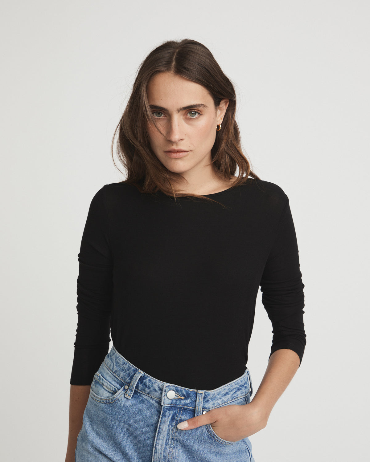 Rib Long Sleeve Crew Neck