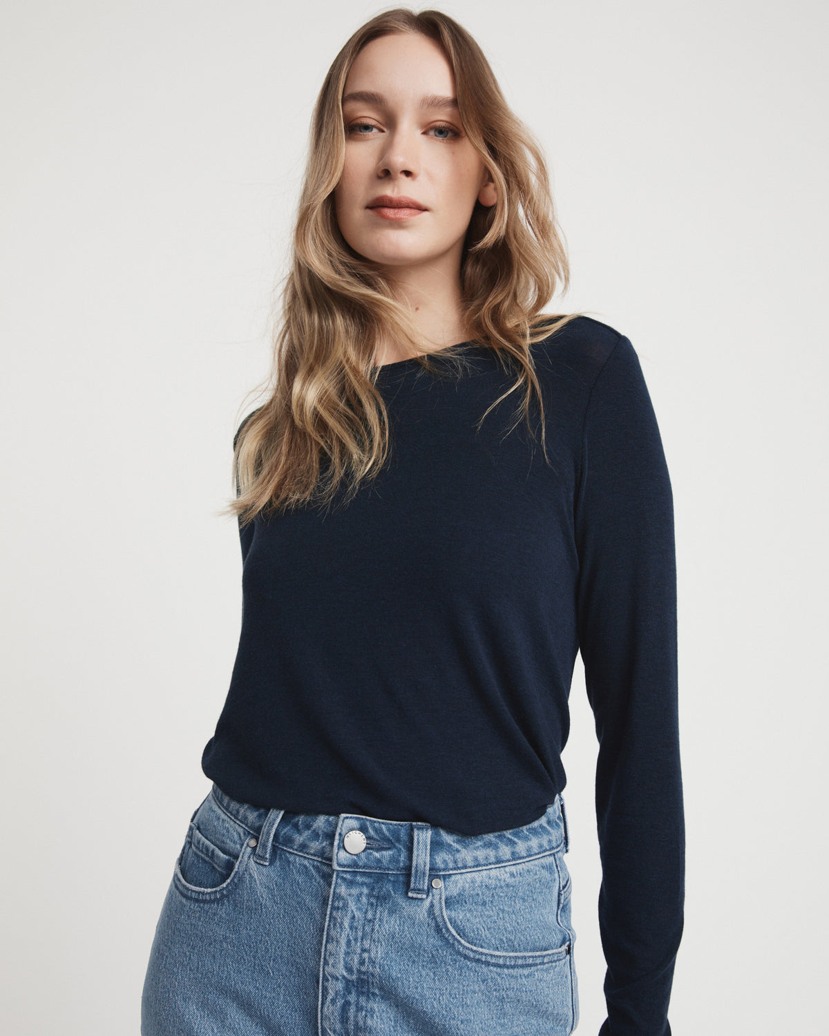 Rib Long Sleeve Crew Neck