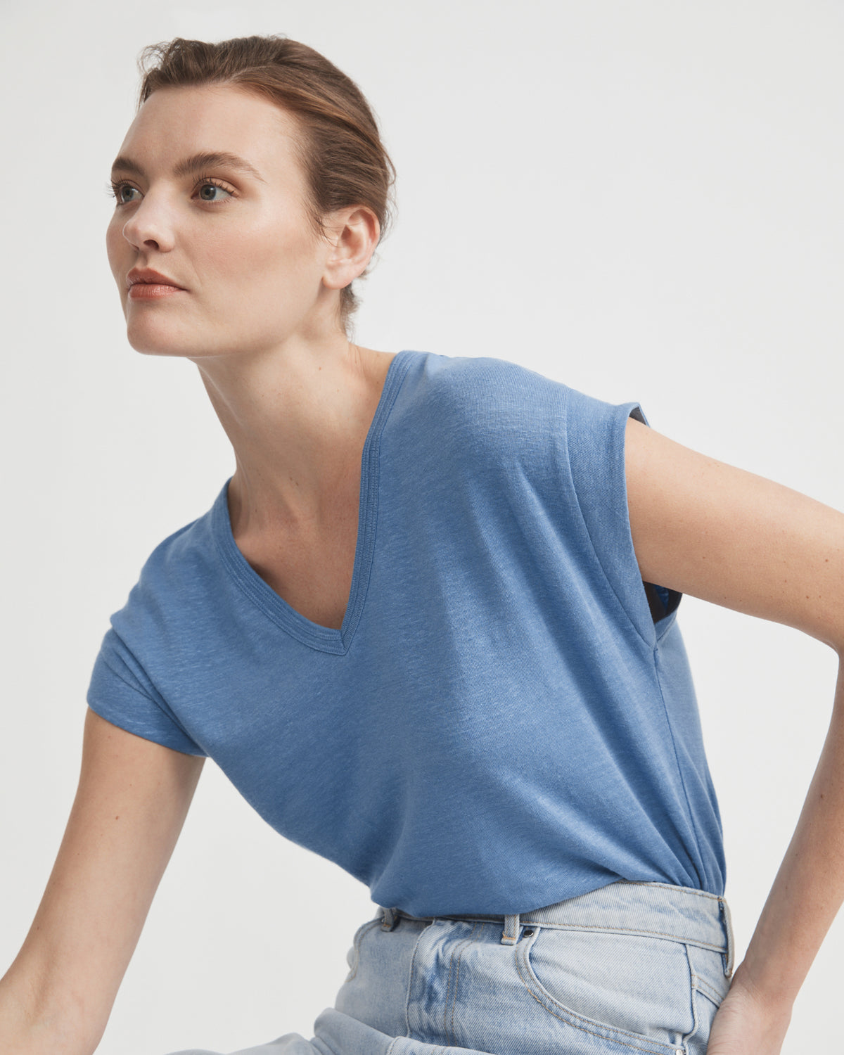 Linen V Neck Tee