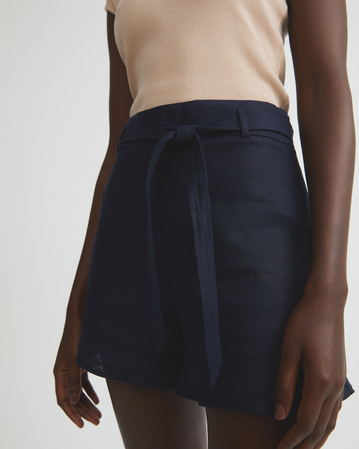 Belt Detail Linen Short