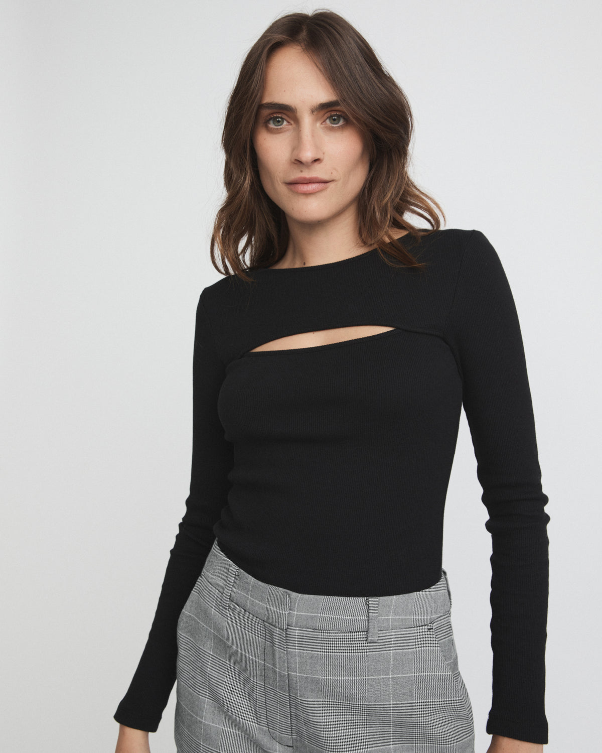 Cotton Rib Split Top