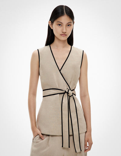 Contrast Tie Shirt