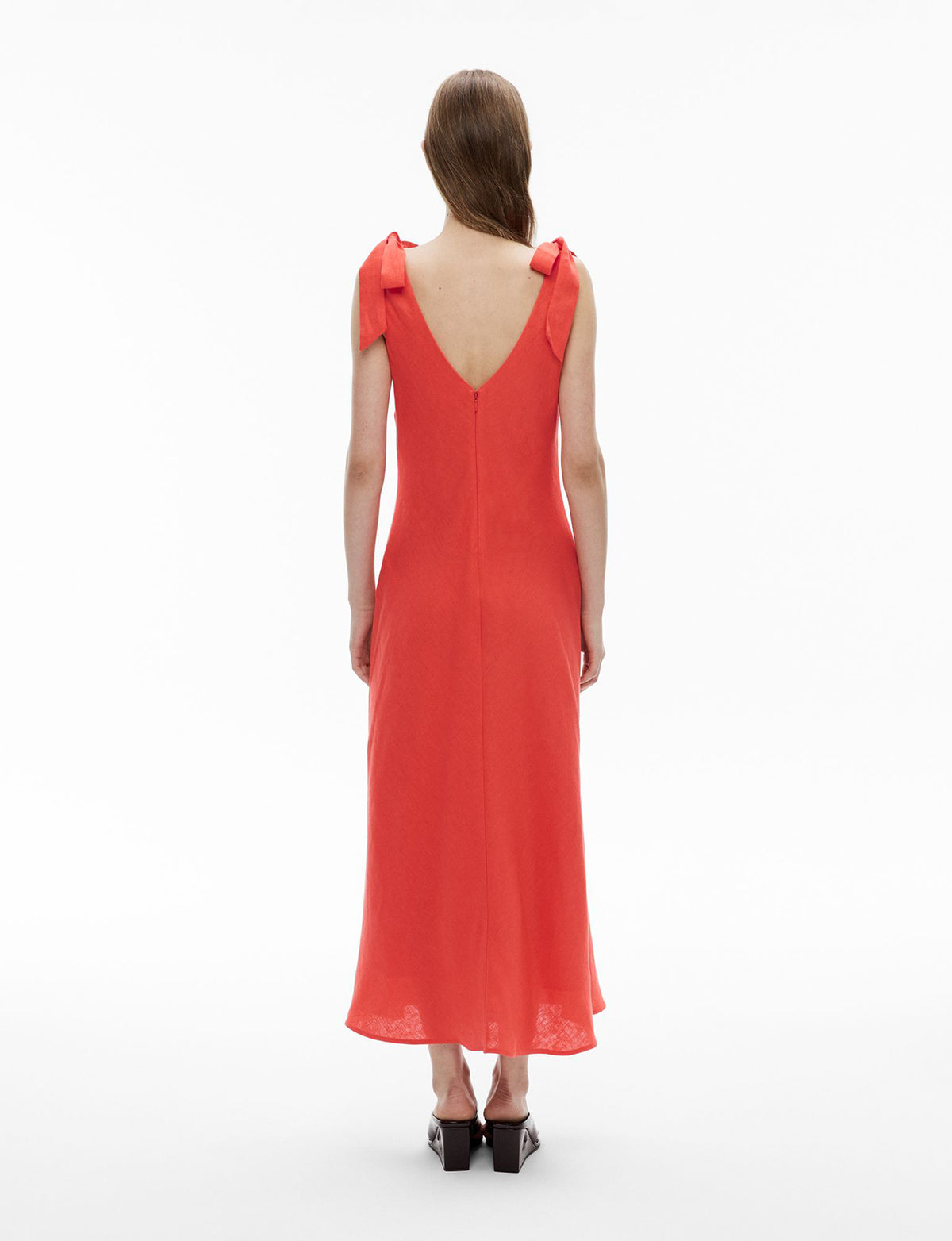 V-Neck Linen Midi Dress