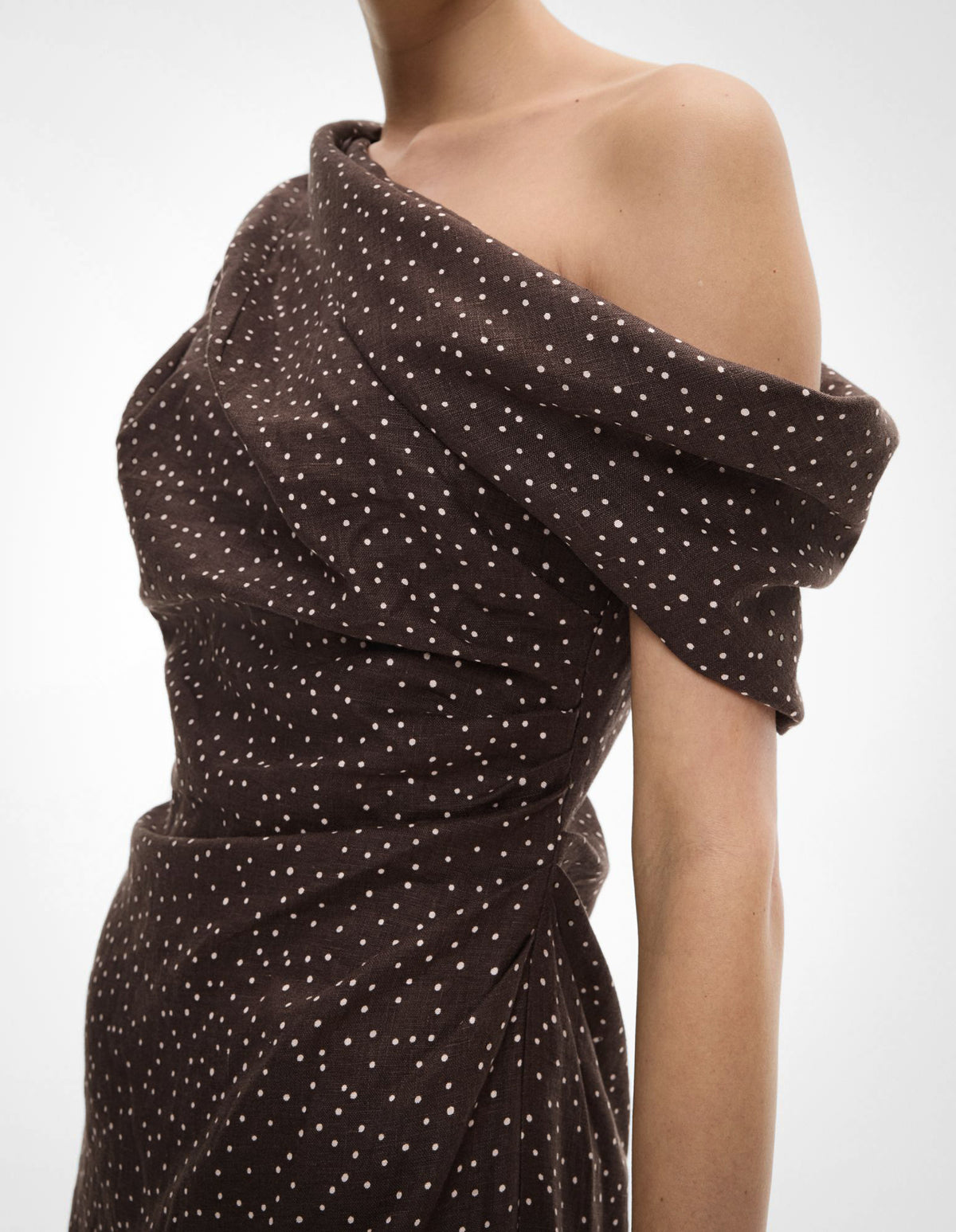 Draped Shoulder Midi Dress
