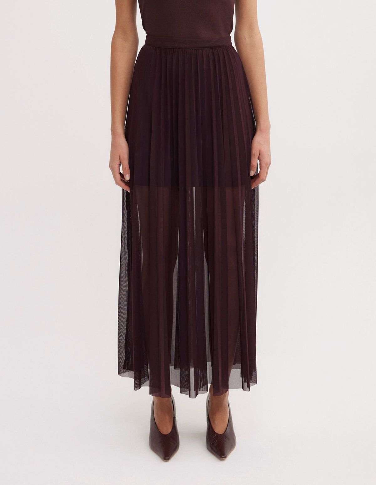 Pleated Mesh Skirt
