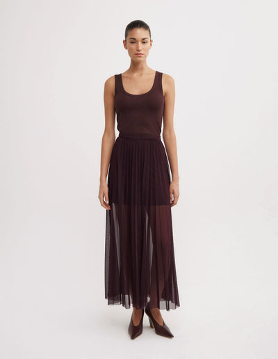 Pleated Mesh Skirt