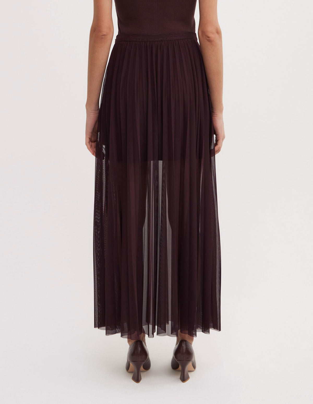 Pleated Mesh Skirt