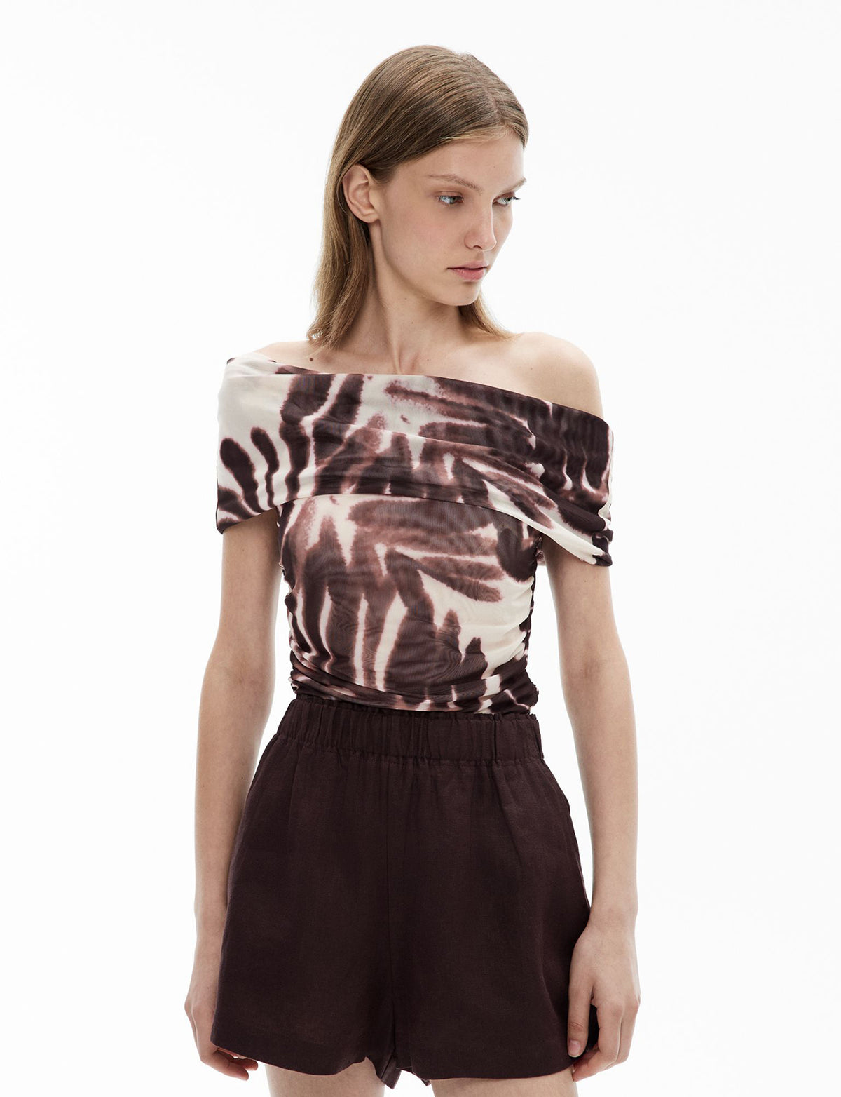 Off Shoulder Mesh Top