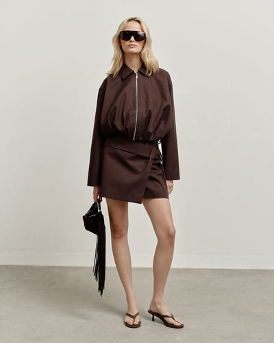 Gathered Hem Bomber Jacket