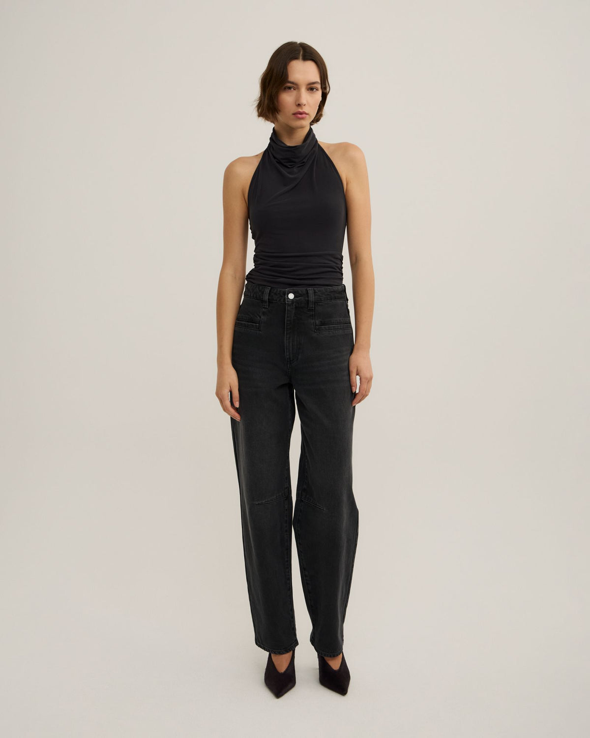High Neck Cowl Top