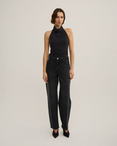 High Neck Cowl Top
