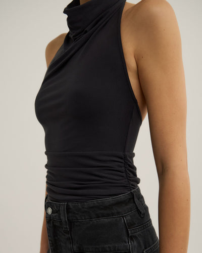 High Neck Cowl Top