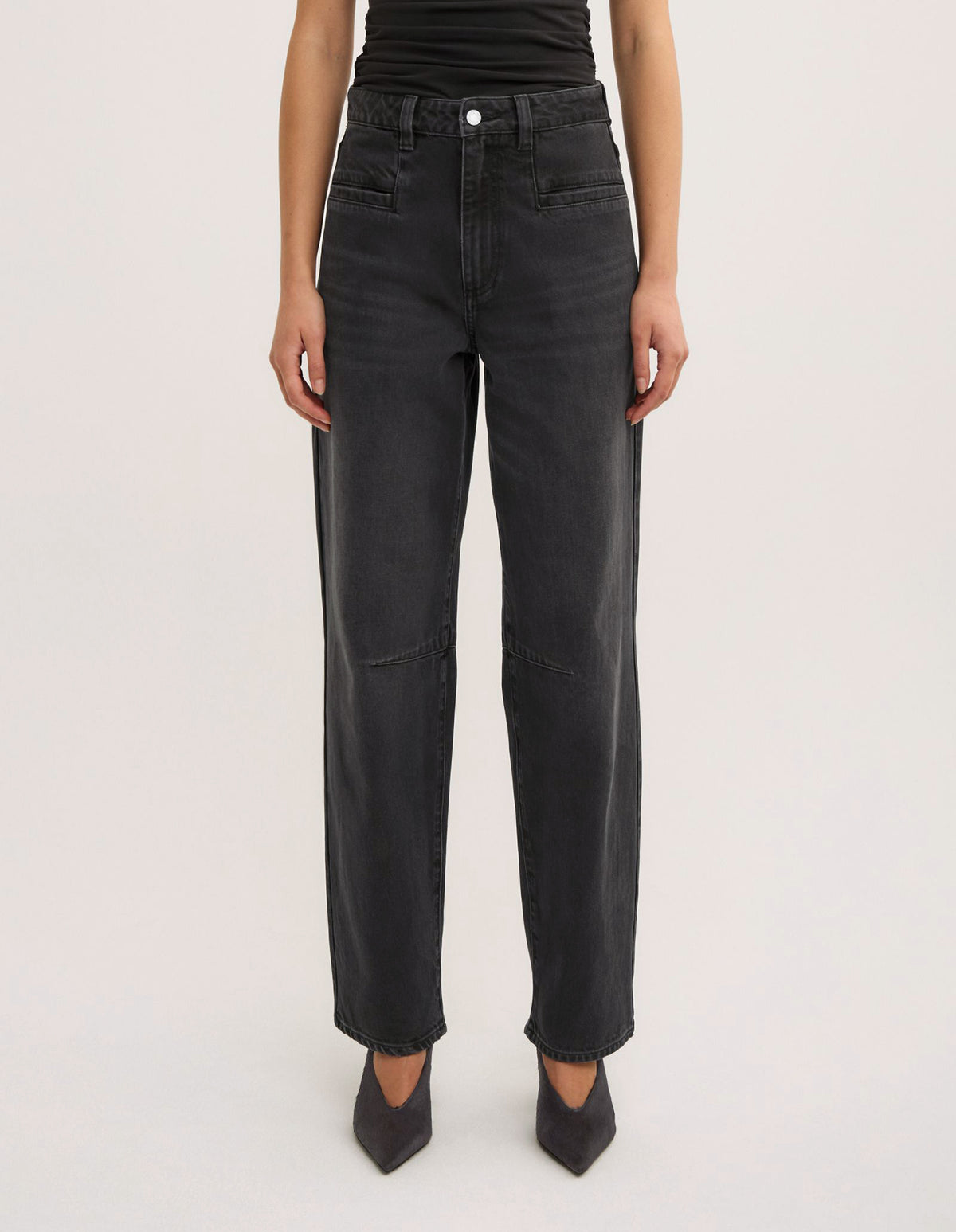 Pocket Detail Barrel Jeans