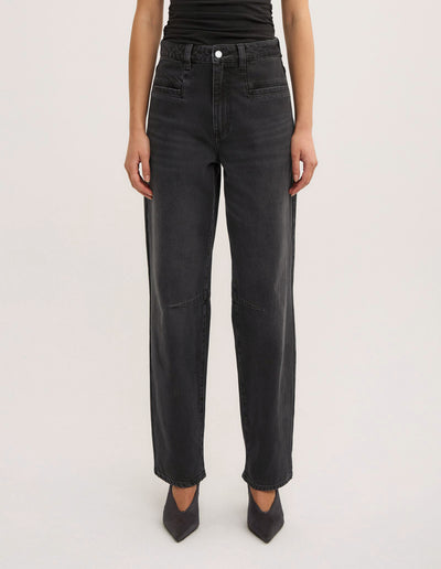 Pocket Detail Barrel Jeans