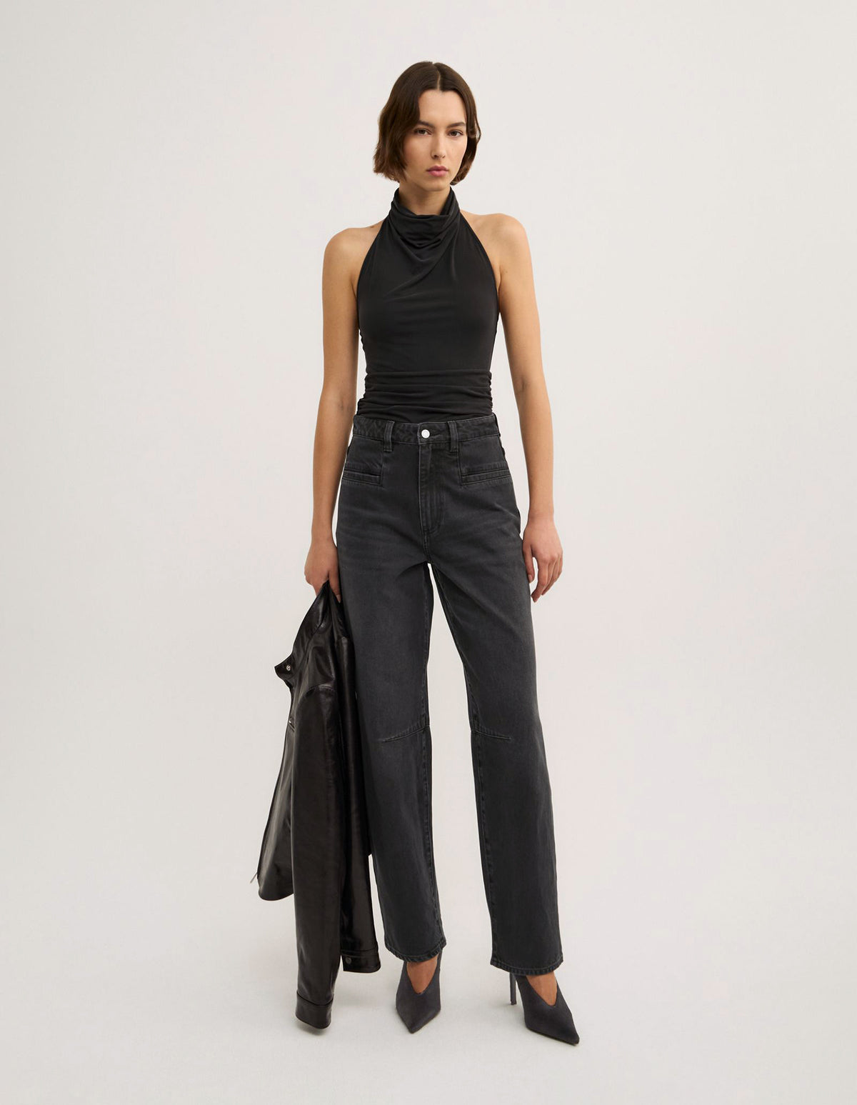 Pocket Detail Barrel Jeans