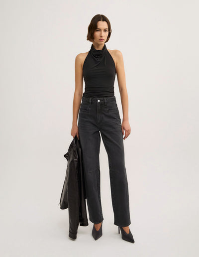 Pocket Detail Barrel Jeans