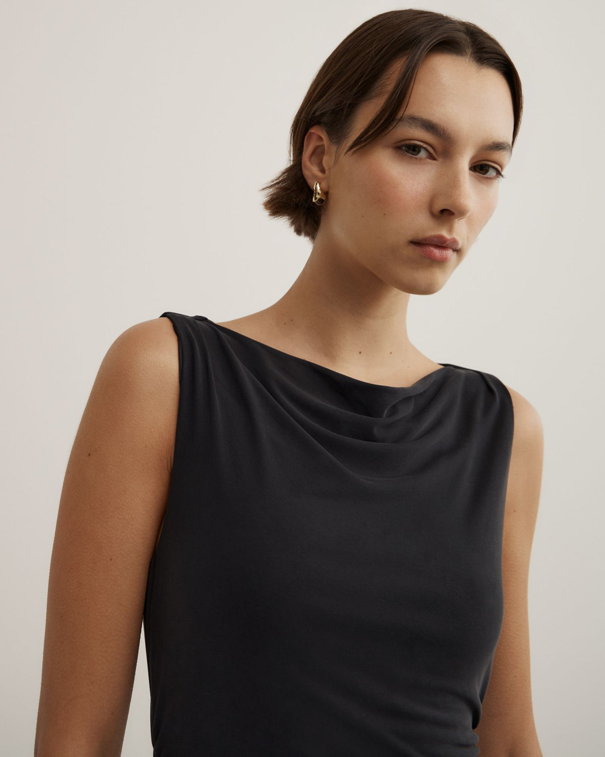 Draped Boat Neck Dress