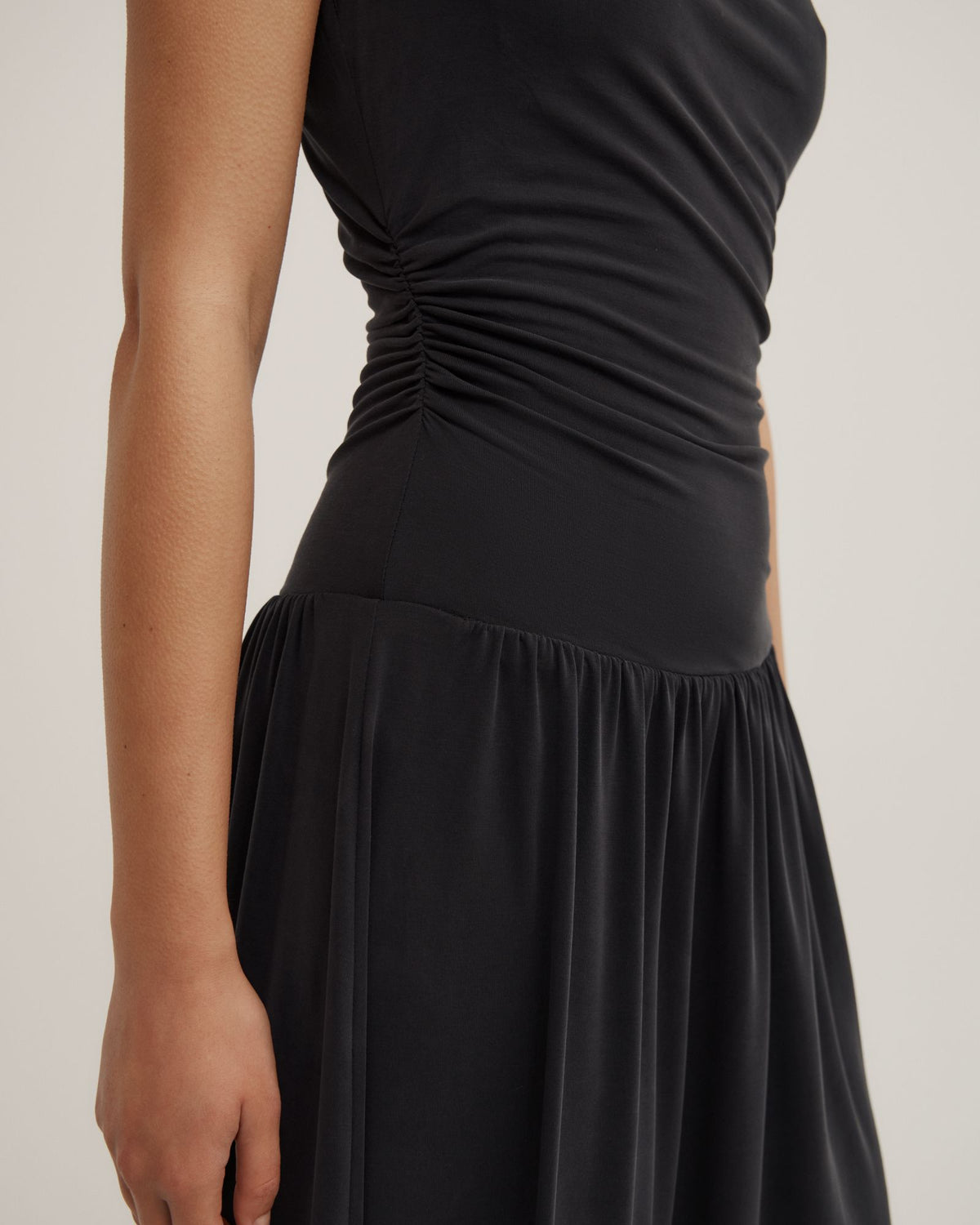 Draped Boat Neck Dress