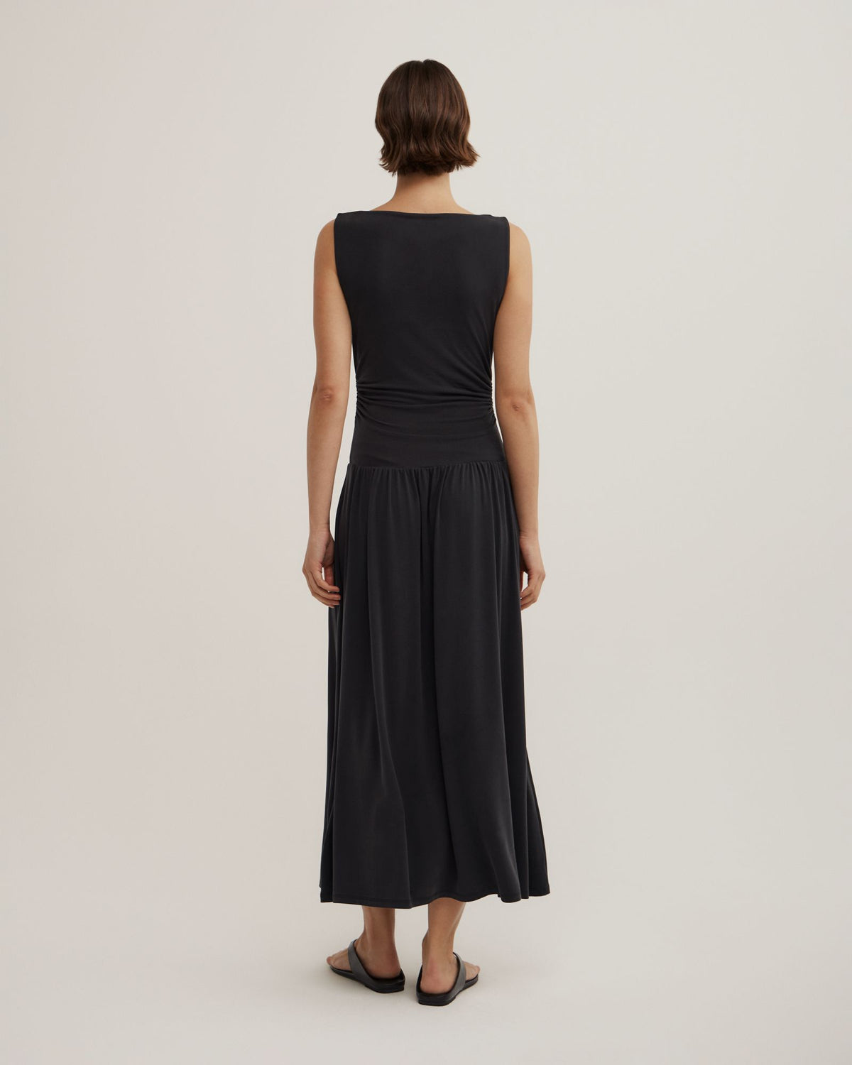 Draped Boat Neck Dress