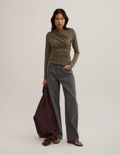 Wrap Long Sleeve Jersey Top