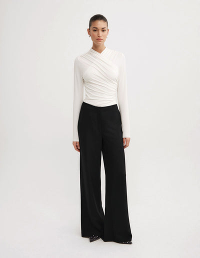 Wrap Long Sleeve Jersey Top