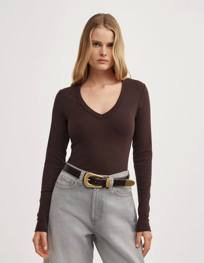 V-Neck Long Sleeve Top