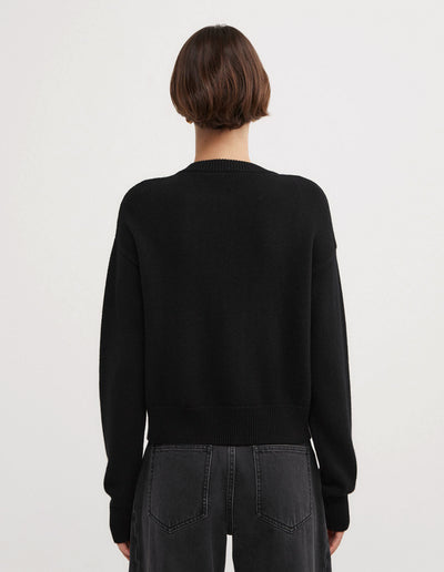 Crew Neck Button Cardigan