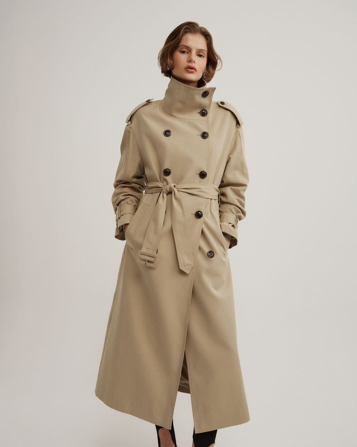 Funnel Collar Trench Coat