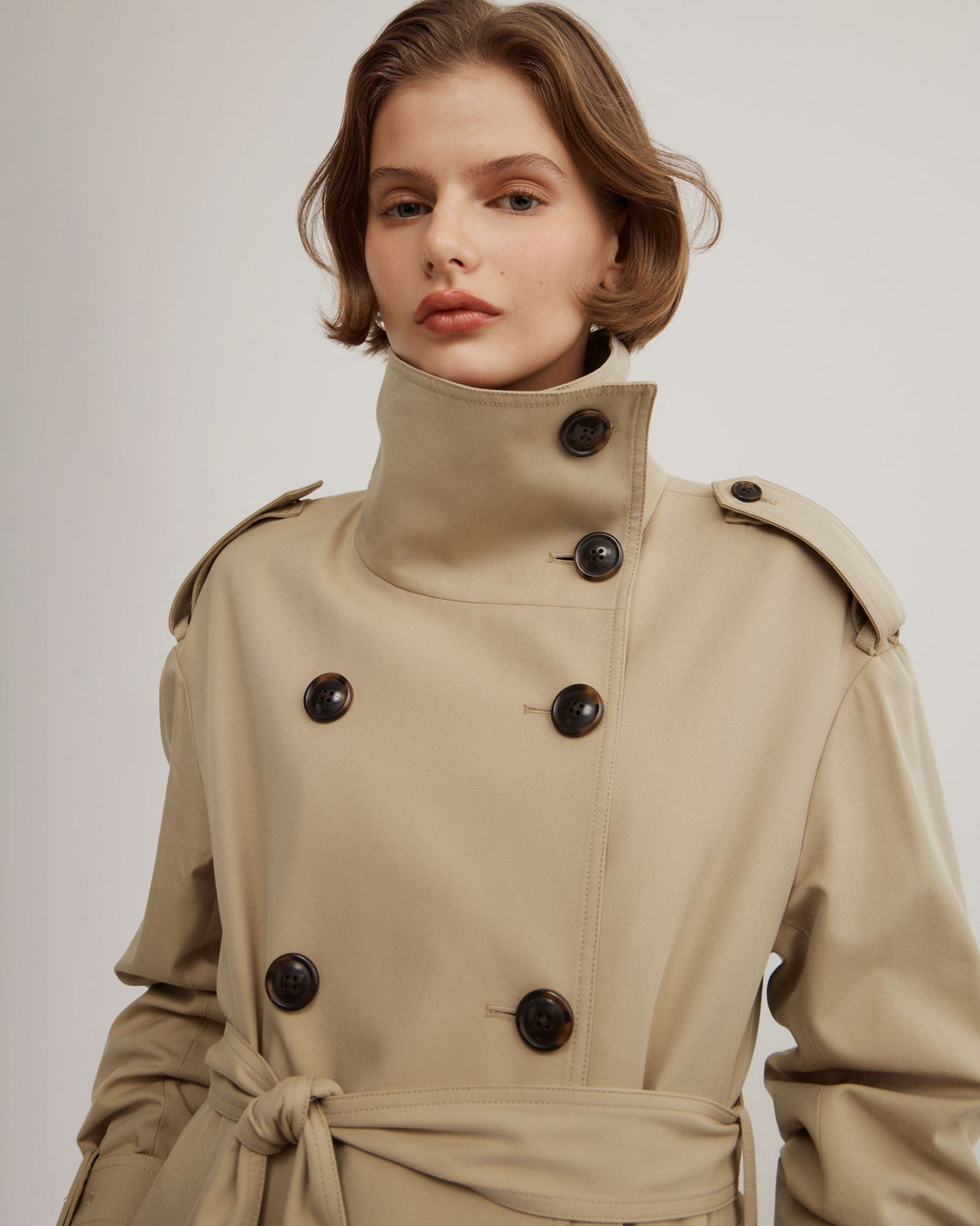 Funnel Collar Trench Coat