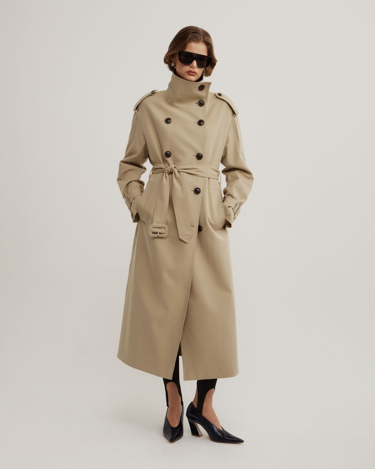 Funnel Collar Trench Coat