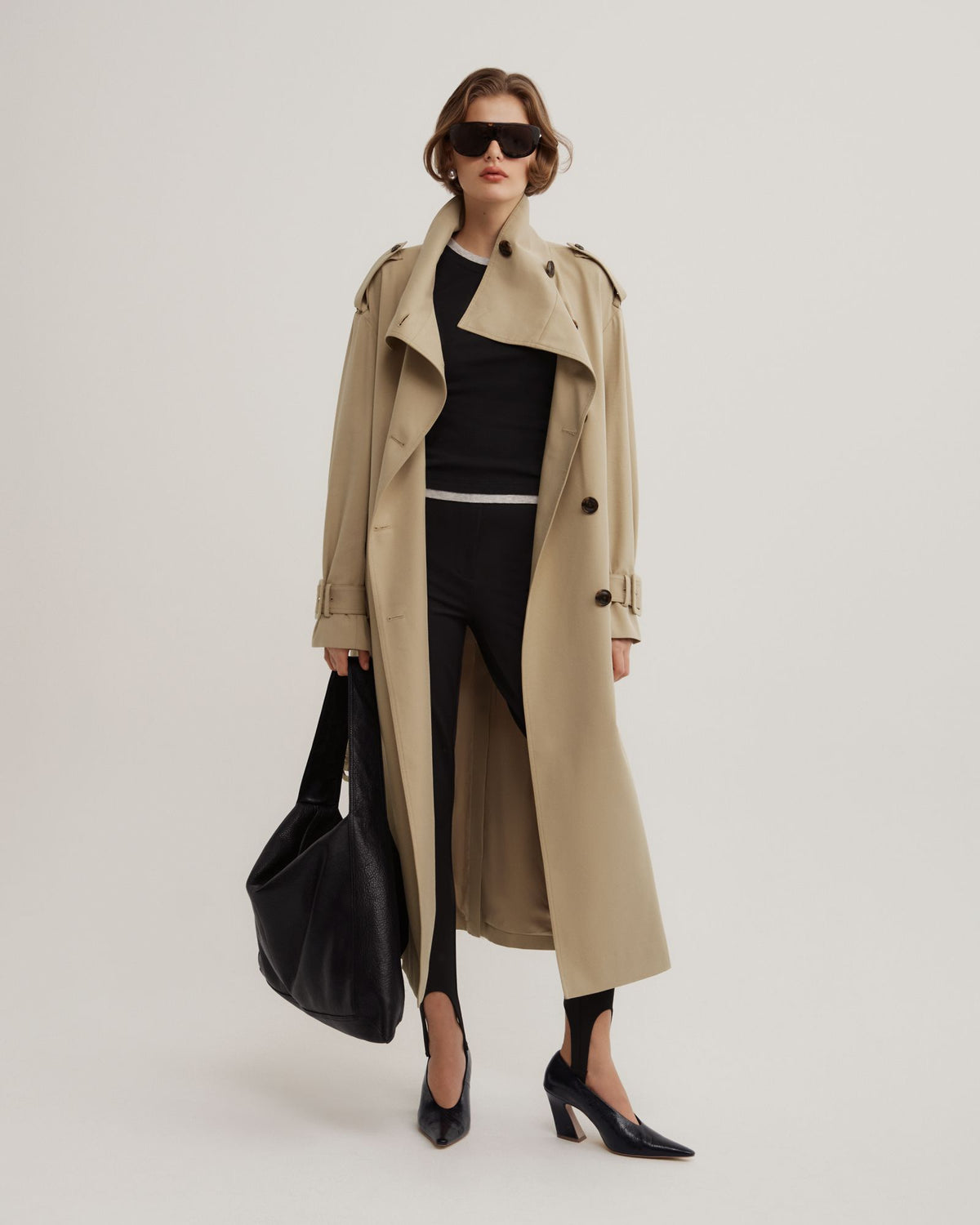 Funnel Collar Trench Coat