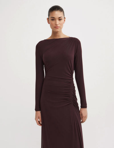 Longsleeve Ruched Mesh Dress