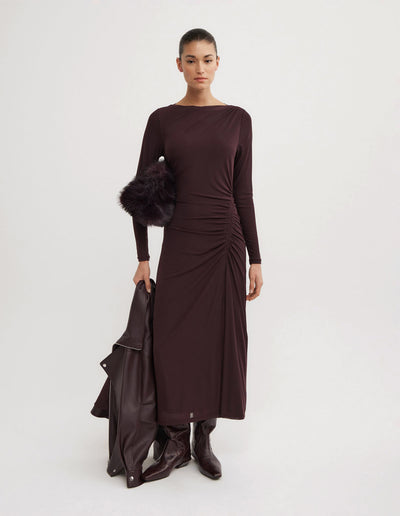 Longsleeve Ruched Mesh Dress