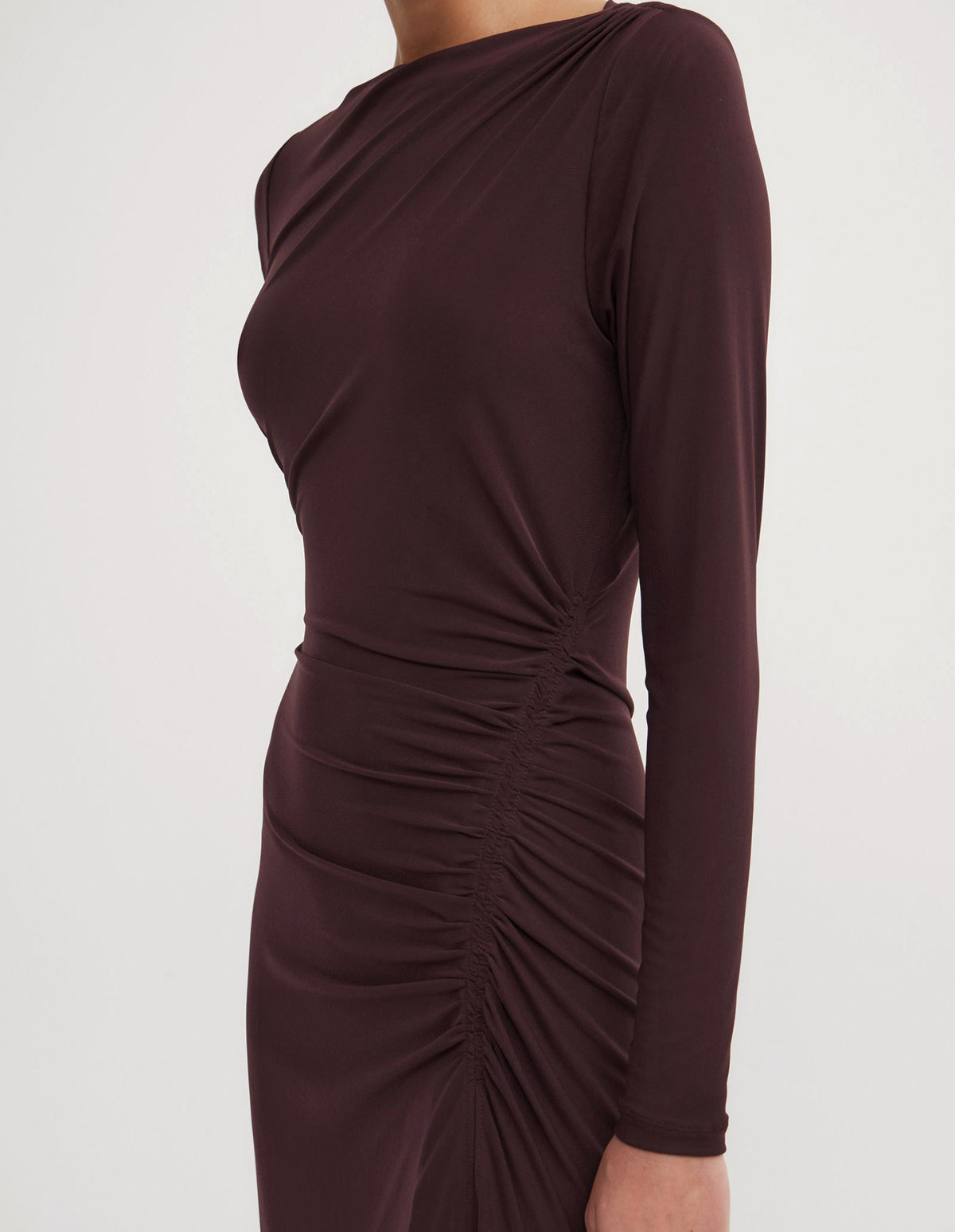 Longsleeve Ruched Mesh Dress