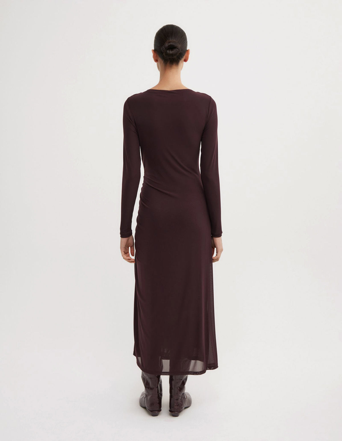 Longsleeve Ruched Mesh Dress