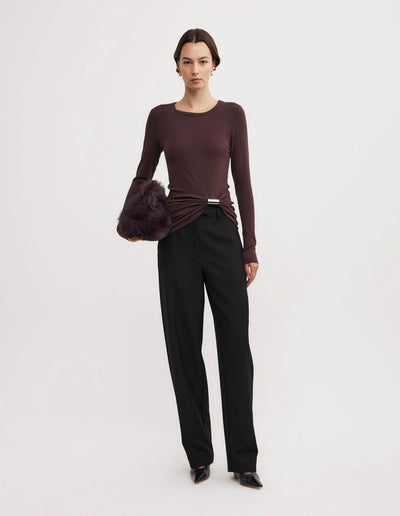 Metal Trim Long Sleeve Top