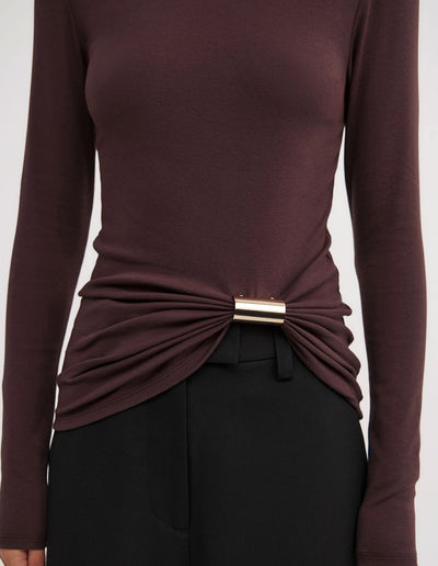 Metal Trim Long Sleeve Top