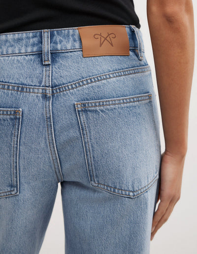 Mid Rise Straight Jeans