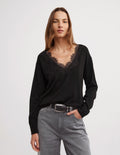 Lace Detail V-Neck Knit
