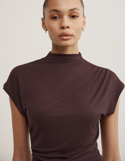 Draped High Neck Top