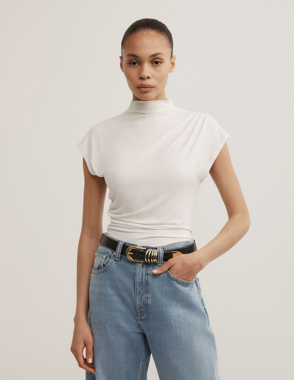 Draped High Neck Top