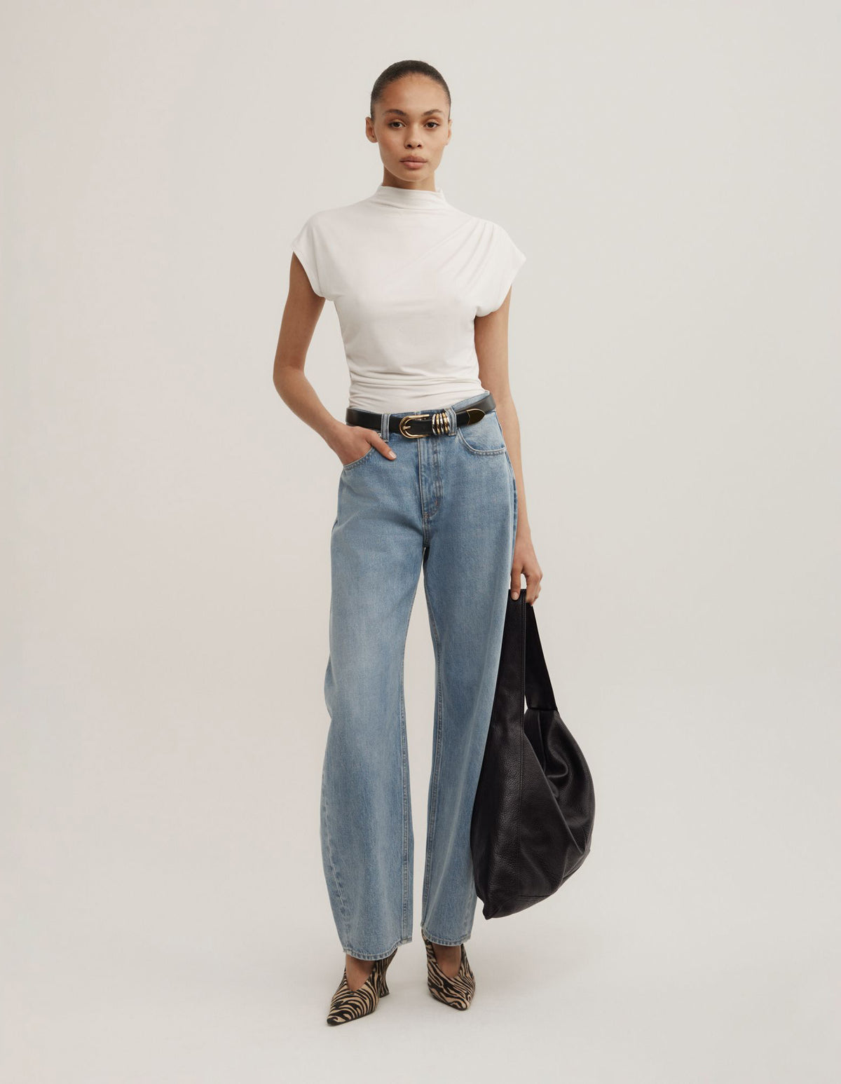 Draped High Neck Top