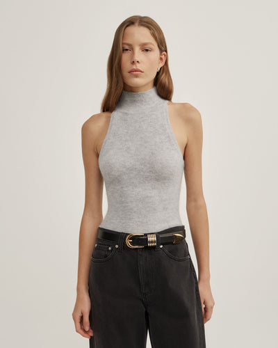 Fluffy High Neck Tank Top