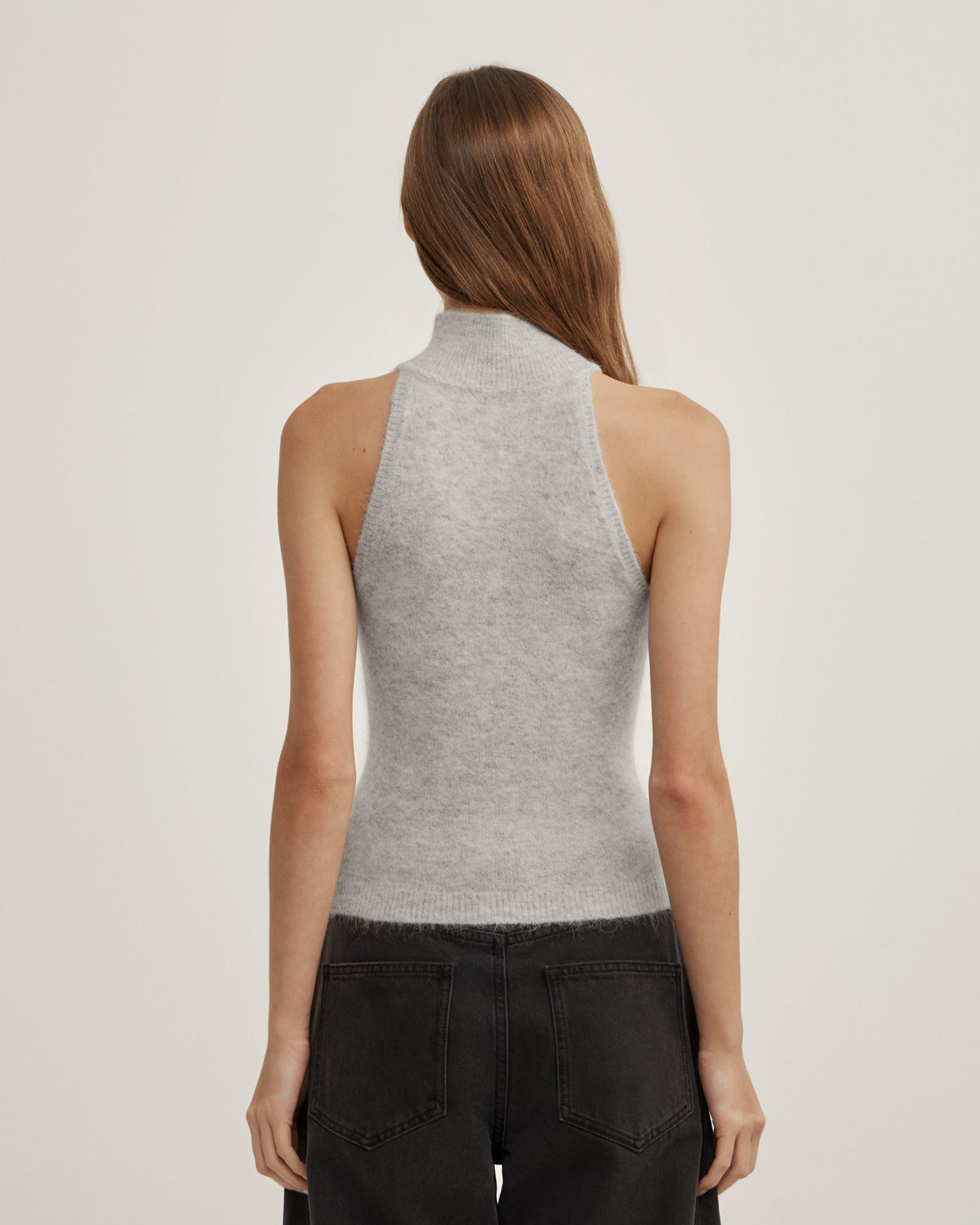 Fluffy High Neck Tank Top