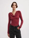 Cowl Neck Long Sleeve Top