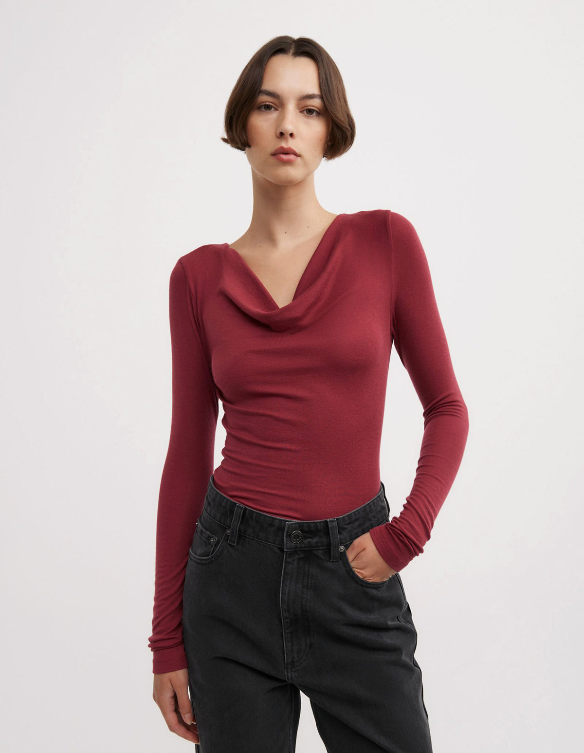 Cowl Neck Long Sleeve Top