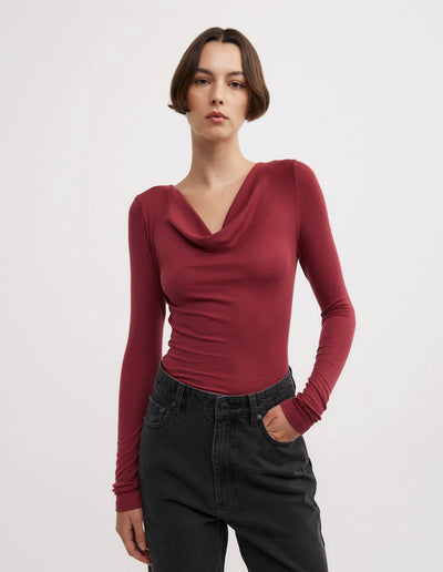 Cowl Neck Long Sleeve Top