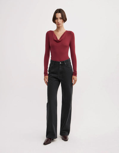 Cowl Neck Long Sleeve Top