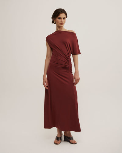 Drape Asymmetric Jersey Dress