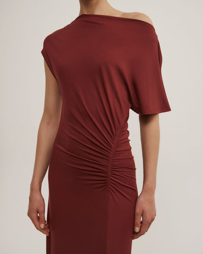 Drape Asymmetric Jersey Dress